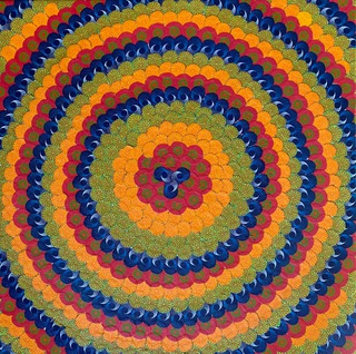 Cosmic Volume II. 40 x 40 cm, 2022. Shweshwe- Textil-Collage on Canvas.